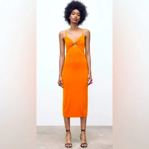 strapless open back dress Orange Floral Dress - Backless Mini Dress